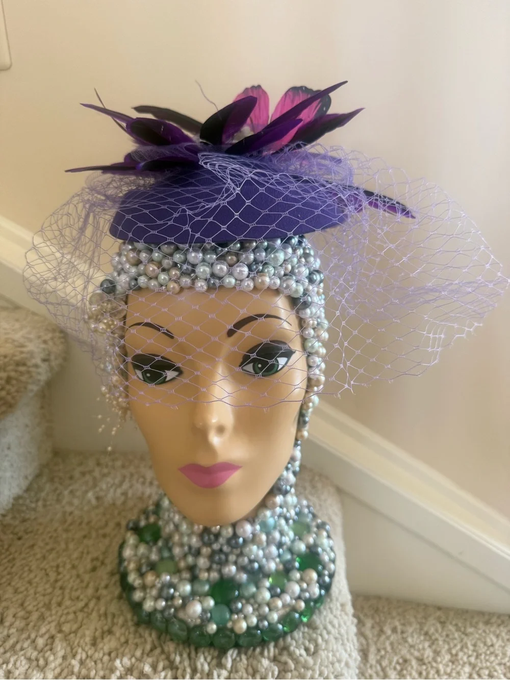 Purple Floral Feather Fascinator Headpiece - Women Accessories